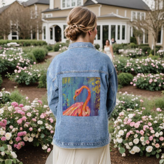 Veste en jean flamant rose