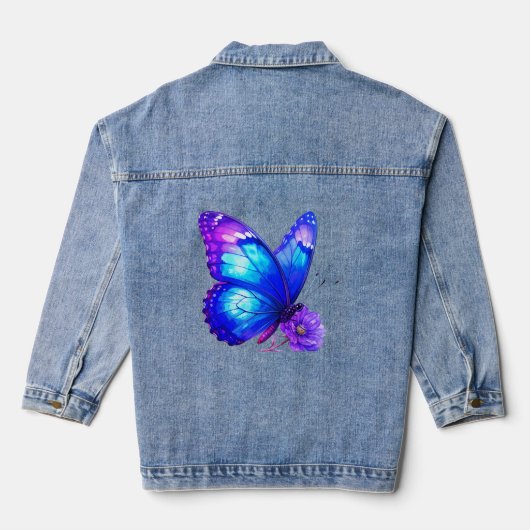 Veste en jean fleurie papillon (Verso)
