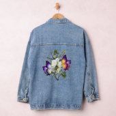 Veste en jean graphique Rose blanche et Papillon e (Hangar)