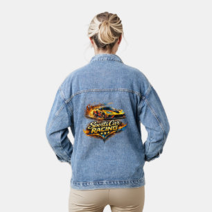 Veste en jean pour femme graphique de course de vo