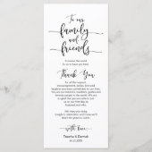 Vestiging bruiloft Hartelijk dank, zwarte letterty Programma (Voorkant)