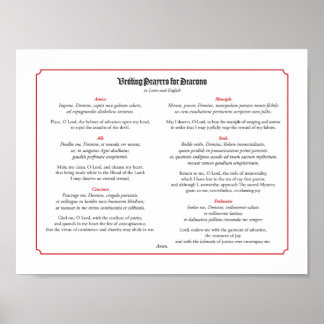 Vesting Prayers for Deacons in het Latijn en Engel Poster