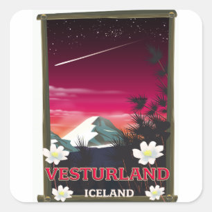 Vesturland IJsland reisposter Vierkante Sticker
