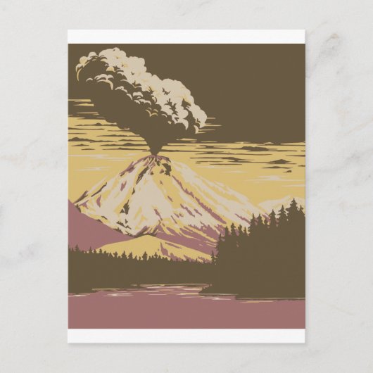 Vesuvius Erupts monteren Briefkaart (Voorkant)