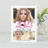 Vet 2023 AFSTUDEERDER Pet 3-Foto Collage Pink Afst Aankondiging (Staand voorkant)