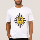 Vet 30 kmh snelheidslimiet Sunburst verkeersbord T-shirt (Voorkant)