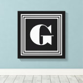 Vet 3 Lijst monogram | Zwart-wit Canvas Afdruk (Insitu (Houten vloer))