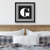 Vet 3 Lijst monogram | Zwart-wit Canvas Afdruk (Insitu (Slaapkamer))