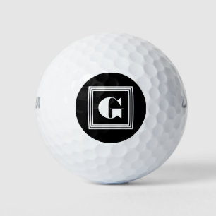 Vet 3 Lijst monogram   Zwart-wit Golfballen