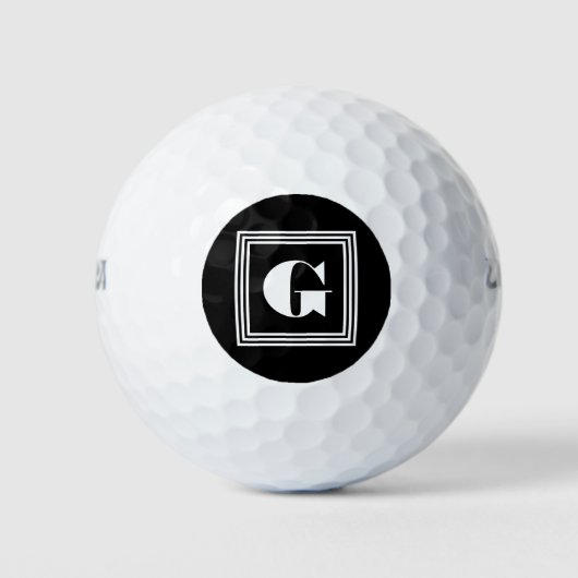 Vet 3 Lijst monogram | Zwart-wit Golfballen (Voorkant)