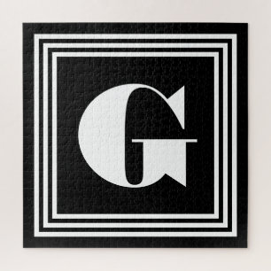 Vet 3 Lijst monogram Zwart-wit Legpuzzel