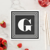 Vet 3 Lijst monogram | Zwart-wit Servet (Insitu)