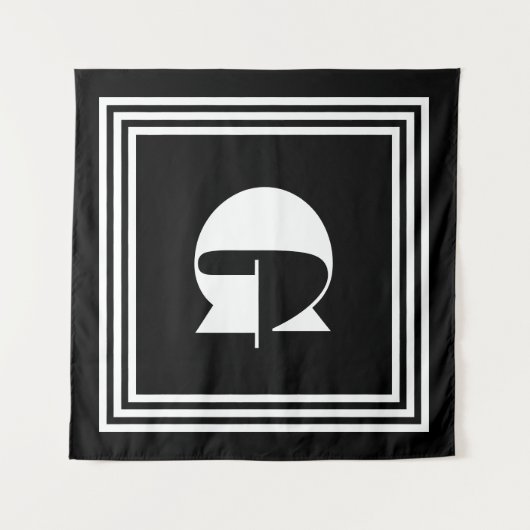 Vet 3 Lijst monogram | Zwart-wit Wandkleed (Voorkant (horizontaal))