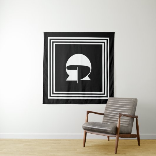 Vet 3 Lijst monogram | Zwart-wit Wandkleed (In Situ (horizontaal))