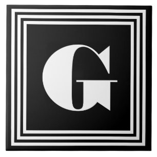 Vet 3-raam monogram Zwart & Wit Tegeltje