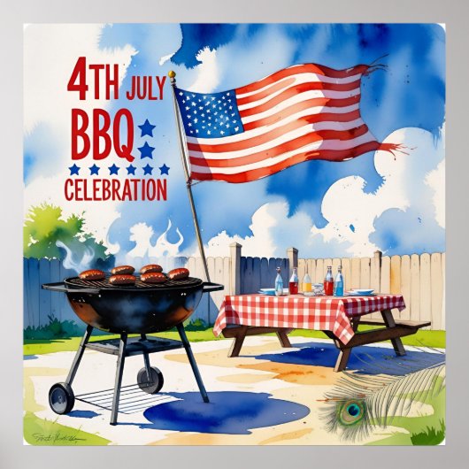 Vet 4 juli BBQ-feest Poster (Voorkant)