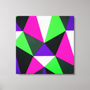 Vet 80s kleurenblok Neon Green Roze Paars Canvas Afdruk