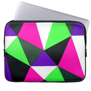 Vet 80s kleurenblok Neon Green Roze Paars Laptop Sleeve