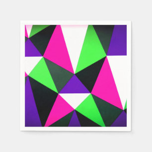 Vet 80s kleurenblok Neon Green Roze Paars Servet