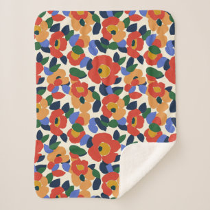 Vet Abstract bloemmotief Sherpa Deken