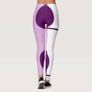 Vet Abstract cirkelvormig Paars roze wit Leggings