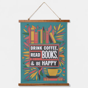 Vet Abstract "Drink koffie, lees boeken" Hangend Wandkleed
