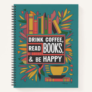 Vet Abstract "Drink koffie, lees boeken" Notitieboek