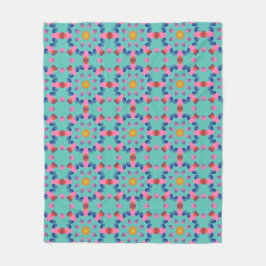 Vet Abstract geometrisch patroon in roze en blauw Fleece Deken