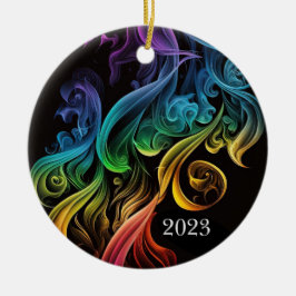 Vet Abstract kleurrijke regenboogroker Elegant Keramisch Ornament