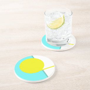 Vet Abstract Kunstcirkel Turquoise Green Yellow Zandsteen Onderzetter