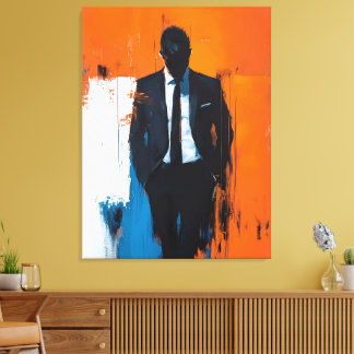 Vet Abstract Man in Suit Canvas Afdruk
