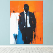 Vet Abstract Man in Suit Canvas Afdruk (Insitu (Houten vloer))