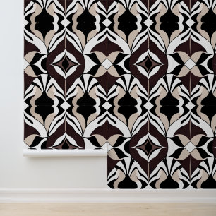 Vet Abstract zwart en beige patroonontwerp Behang