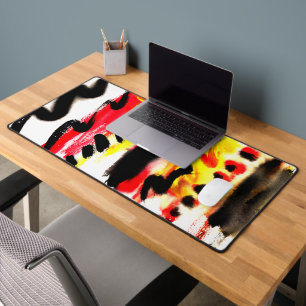 Vet Abstract Zwart Rood Geel Stromende Kleuren Bureaumat