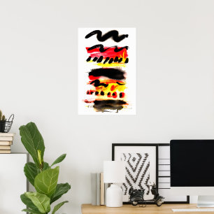 Vet Abstract Zwart Rood Geel Stromende Kleuren Poster