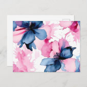 Vet Abstracte inktbloemblaadjes met Waterverf-effe Briefkaart (Voorkant / Achterkant)