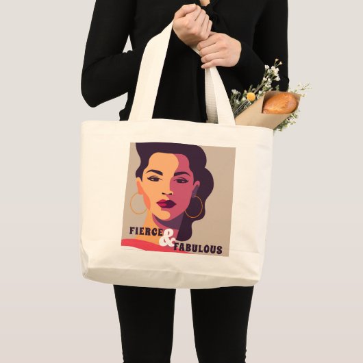 Vet Abstracte Vrouw VURIG & FABULOUS Modern Grote Tote Bag (Voorkant (product))
