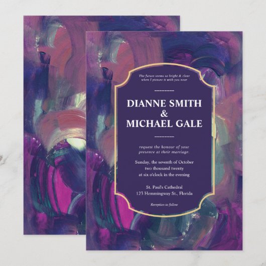 Vet Acryl Schilderij Bruiloft Uitnodiging (Voorkant / Achterkant)