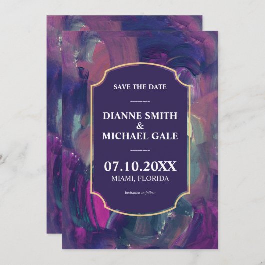 Vet Acryl Schilderij Sla de Datum uitnodiging op (Voorkant / Achterkant)