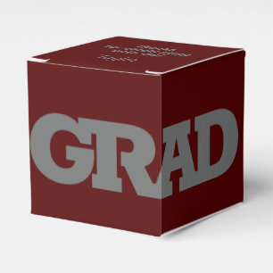 Vet AFSTUDEERDER grijs op donkermaroon Graduparty Bedankdoosjes