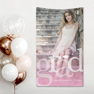Vet AFSTUDEERDER Roze Ombre Bekleding Foto Afstude Spandoek
