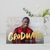 Vet afstuderen modern één foto-afstuderen folie uitnodiging (Staand Voorkant)