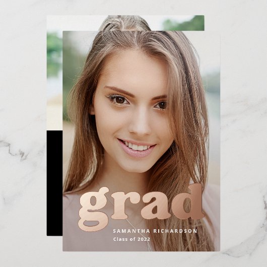 Vet Afstuderen | Modern Two Photo 2022 Afstuderen Folie Uitnodiging (Voorkant / Achterkant)