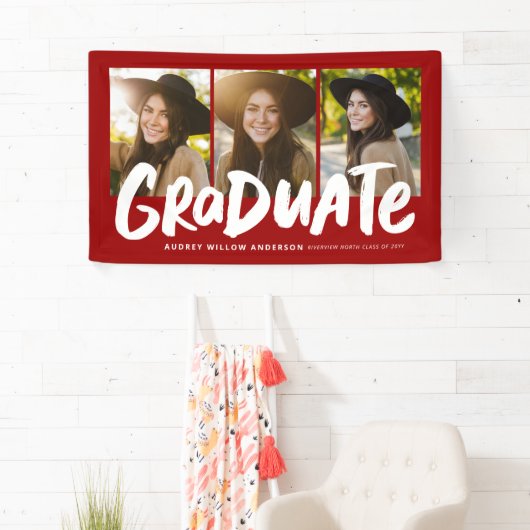 Vet afstuderen moderne drie foto's rood afstuderen spandoek (Insitu)