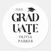 Vet Afstuderen Typografie Wit Ronde Sticker (Voorkant)