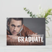 Vet Afstuderen | White Text Photo Graduparty Kaart (Staand voorkant)