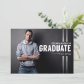 Vet Afstuderen | White Text Photo Graduparty Kaart (Staand voorkant)