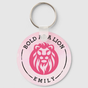 Vet als een leeuwige Sleutelhanger, roze leeuw Sleutelhanger