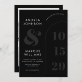 Vet Ampersand & Datum Zwart & Wit Foto Bruiloft Kaart (Voorkant / Achterkant)