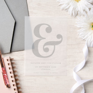 Vet Ampersand Overlay Sla de datum op Vellum Uitnodigingen